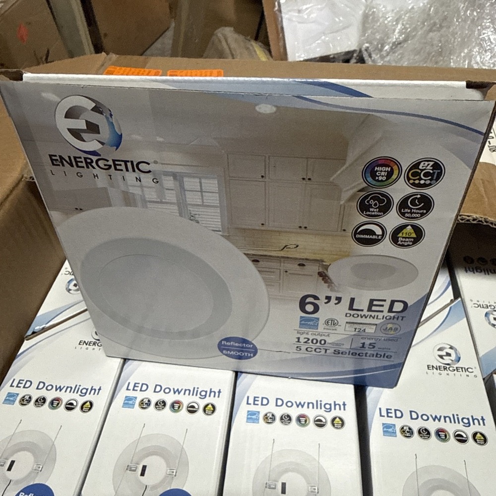 ENERGETIC LIGHTING 50053 6" LED DOWNLIGHT 5 CCT SELECTABLE 1200 LUMEN 6 PACK